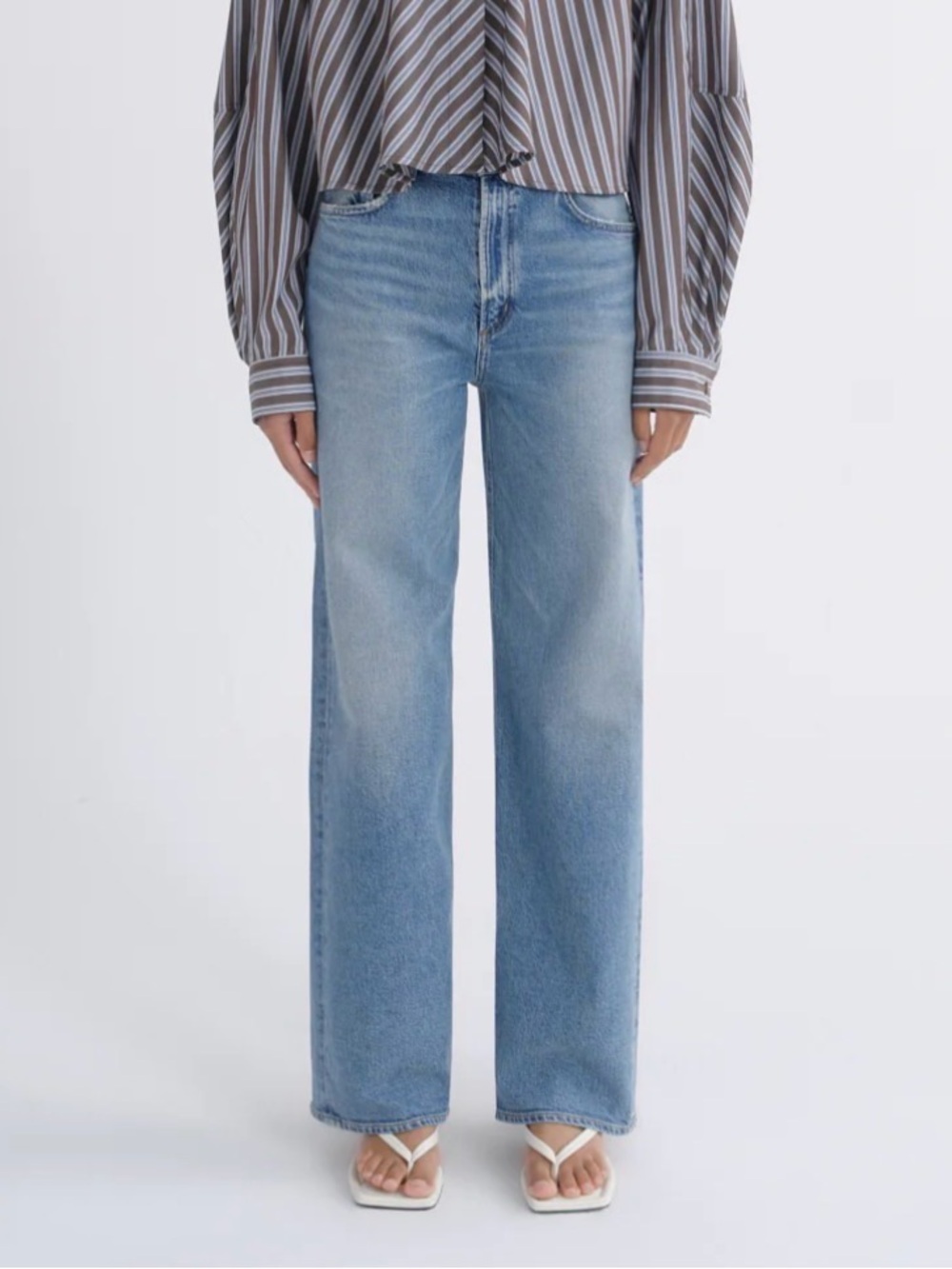Agolde Womens Ren High Rise Wide Leg Medium Wash Blue Denim Jeans Size 26